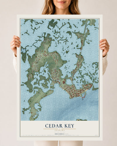Cedar Key, Florida map print, 24" x 36" Archival Matte Print mockup
