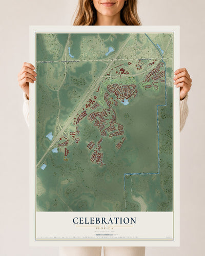 Celebration, Florida map print, 24" x 36" Archival Matte Print mockup