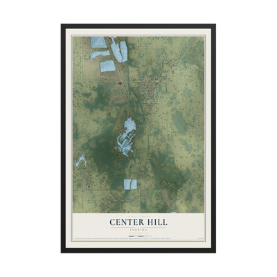 Center Hill, Florida map print, 12" x 18" W/ Black Ayous Wood Frame mockup