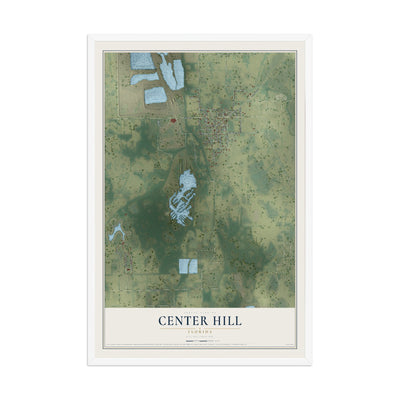 Center Hill, Florida map print, 12" x 18" W/ White Ayous Wood Frame mockup