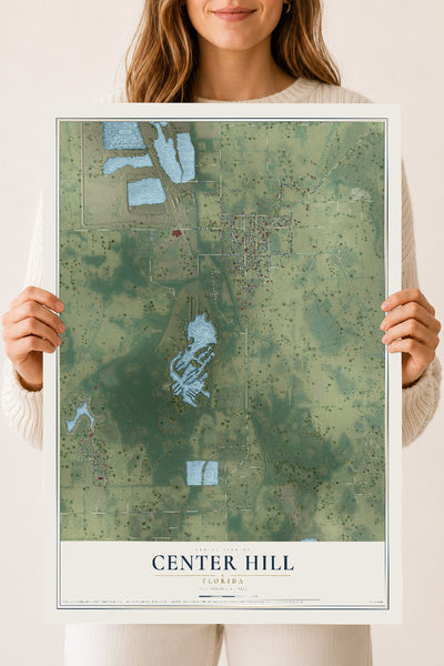 Center Hill, Florida map print, 18" x 24" Archival Matte Print mockup