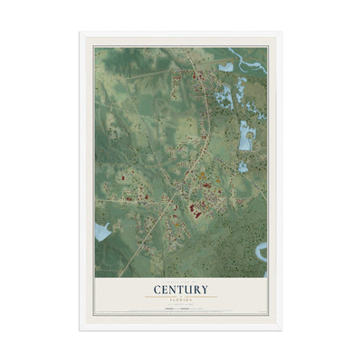 Century, Florida map print, 12" x 18" W/ White Ayous Wood Frame mockup