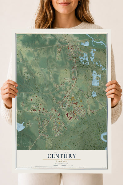 Century, Florida map print, 18" x 24" Archival Matte Print mockup
