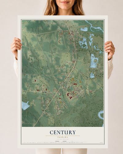 Century, Florida map print, 24" x 36" Archival Matte Print mockup