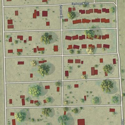Close-up of the map of Charleston Park, Florida print showing street and building detail