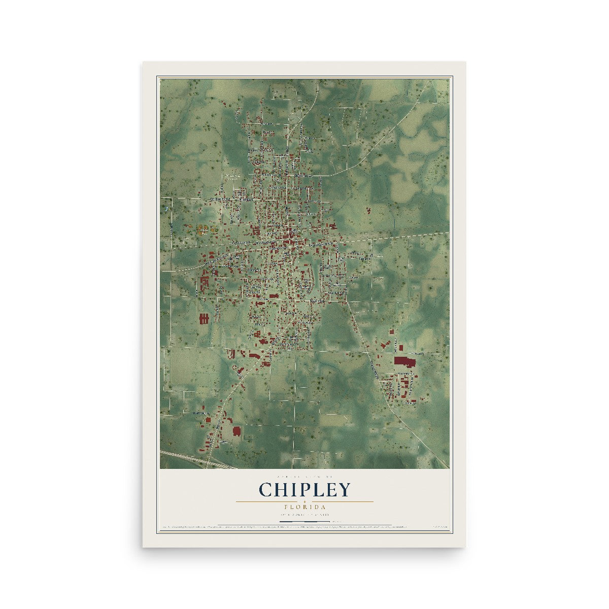 Chipley, Florida map print, 12" x 18" Archival Matte Print mockup