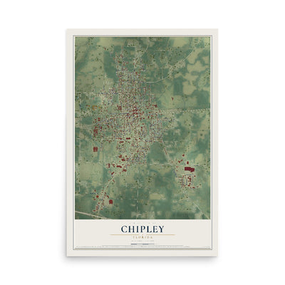 Chipley, Florida map print, 12" x 18" Archival Matte Print mockup