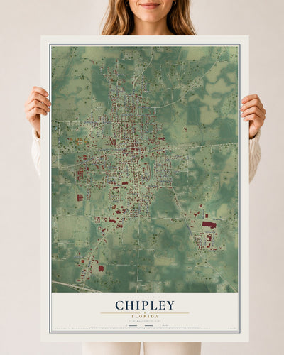 Chipley, Florida map print, 24" x 36" Archival Matte Print mockup