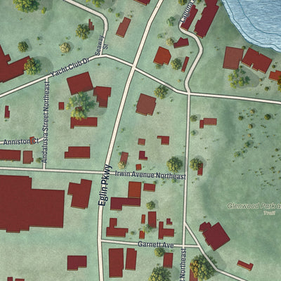 Close-up 1 of the Cinco Bayou, Florida map artwork