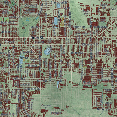 Close-up 1 of the Clearwater, Florida map artwork