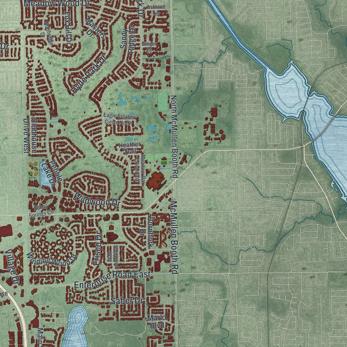 Close-up 2 of the Clearwater, Florida map artwork