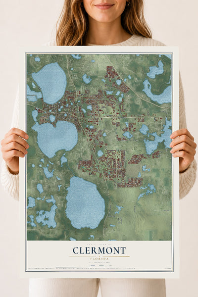 Clermont, Florida map print, 18" x 24" Archival Matte Print mockup