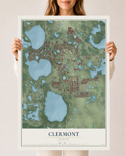 Clermont, Florida map print, 24" x 36" Archival Matte Print mockup