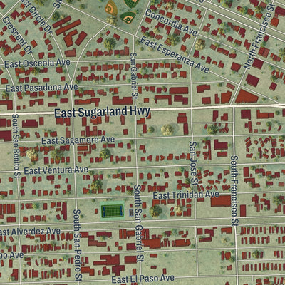Close-up 1 of the Clewiston, Florida map artwork