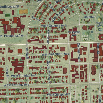Close-up 2 of the Clewiston, Florida map artwork