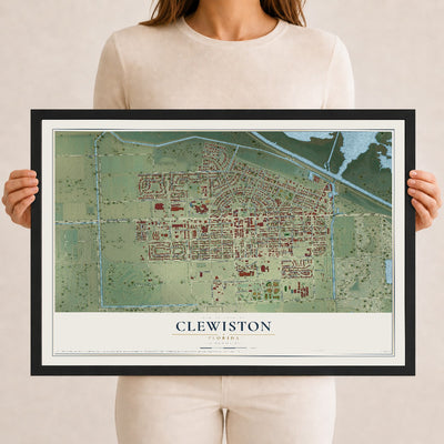 Clewiston, Florida map print, 12" x 18" W/ Black Ayous Wood Frame mockup