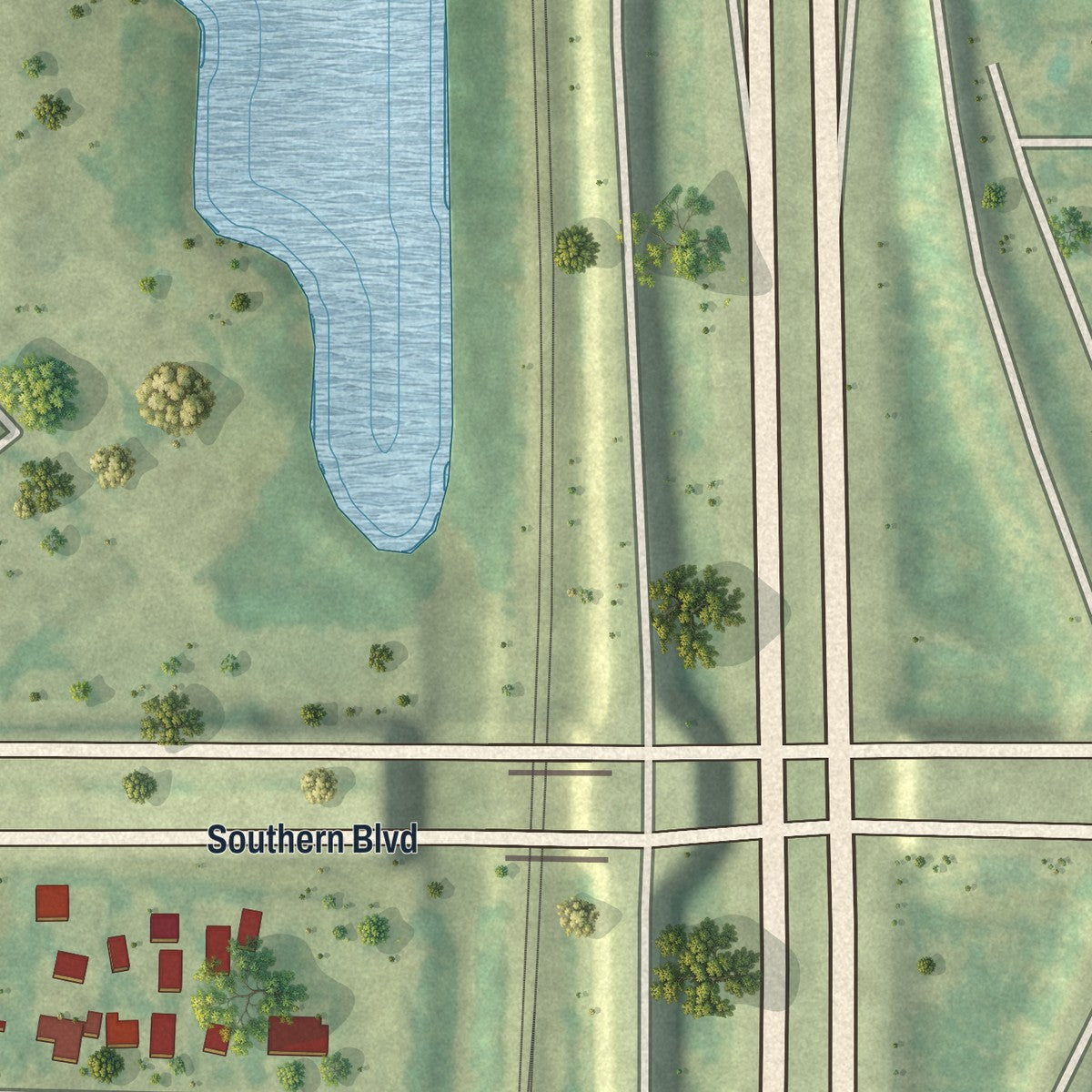 Close-up 1 of the Cloud Lake, Florida map artwork