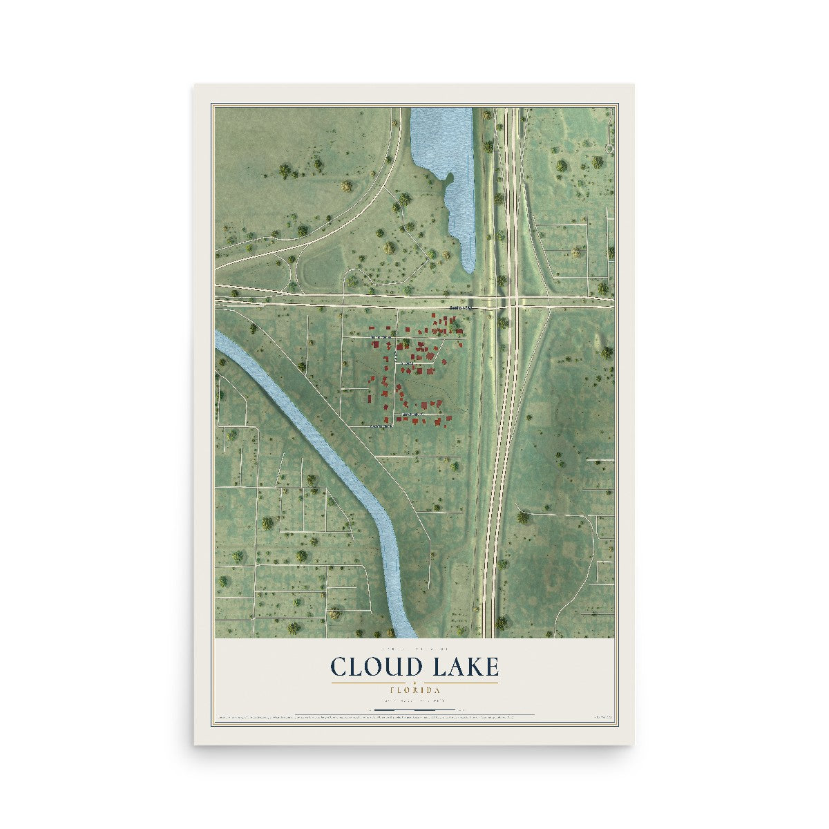 Cloud Lake, Florida map print, 12" x 18" Archival Matte Print mockup