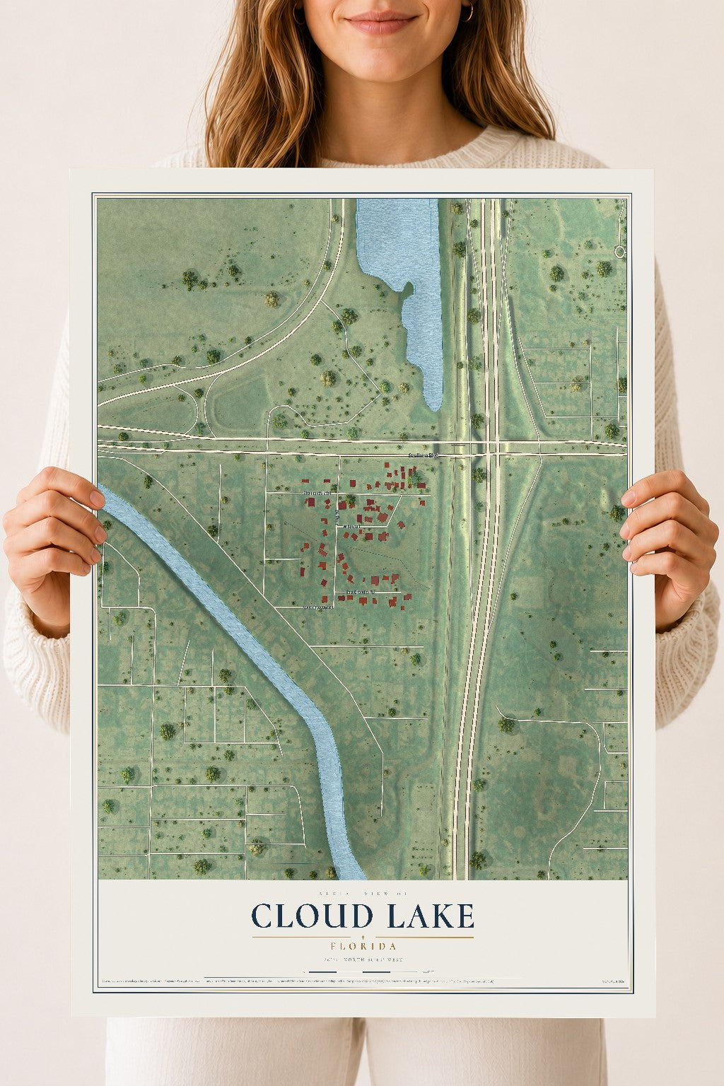 Cloud Lake, Florida map print, 18" x 24" Archival Matte Print mockup