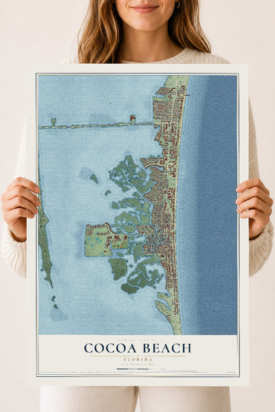 Cocoa Beach, Florida map print, 18" x 24" Archival Matte Print mockup