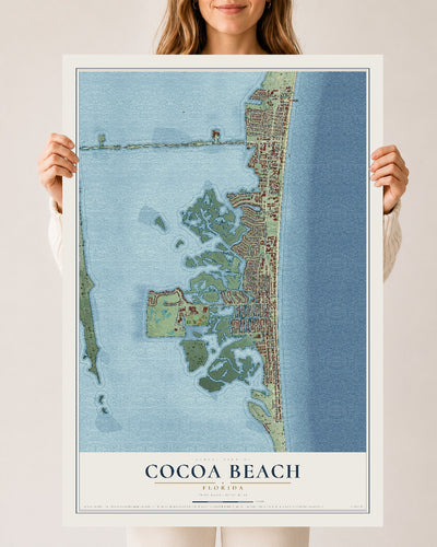 Cocoa Beach, Florida map print, 24" x 36" Archival Matte Print mockup