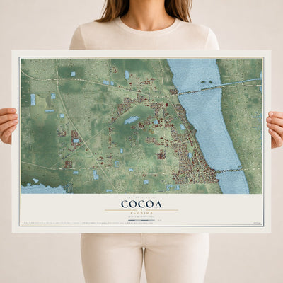 Cocoa, Florida map print, 18" x 24" Archival Matte Print mockup