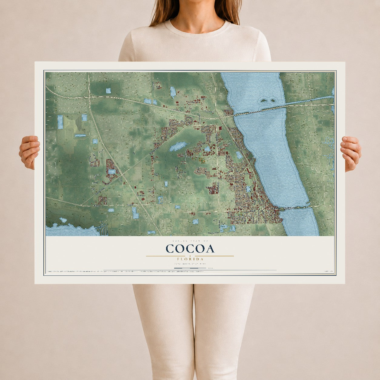 Cocoa, Florida map print, 24" x 36" Archival Matte Print mockup