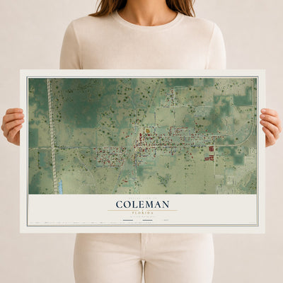 Coleman, Florida map print, 12" x 18" Archival Matte Print mockup