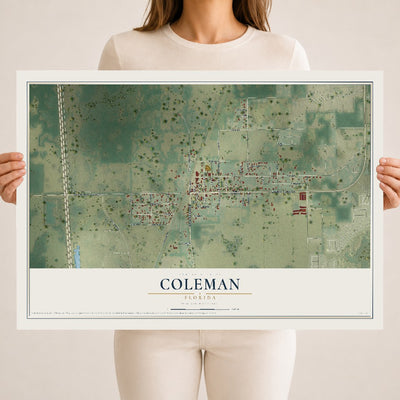 Coleman, Florida map print, 18" x 24" Archival Matte Print mockup
