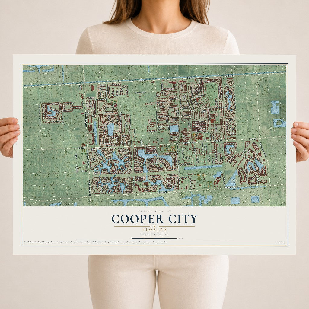 Cooper City, Florida map print, 18" x 24" Archival Matte Print mockup