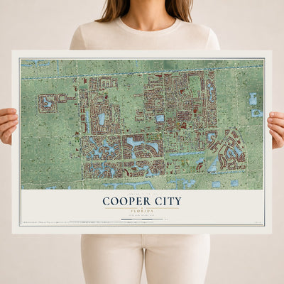 Cooper City, Florida map print, 18" x 24" Archival Matte Print mockup