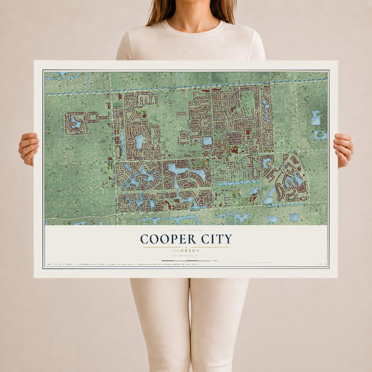 Cooper City, Florida map print, 24" x 36" Archival Matte Print mockup