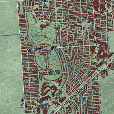 Close-up 1 of the Coral Gables, Florida map artwork