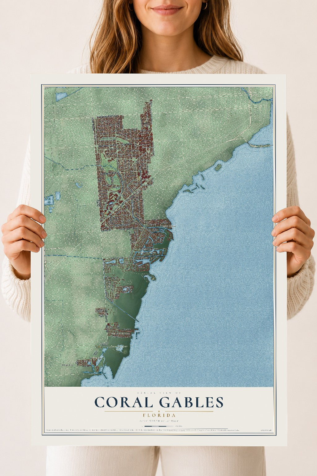 Coral Gables, Florida map print, 18" x 24" Archival Matte Print mockup