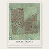 Coral Terrace, Florida map print, the full design