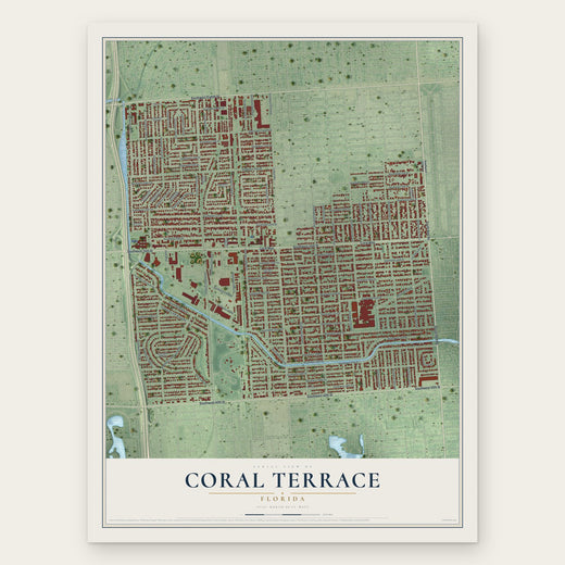 Coral Terrace, Florida map print, the full design