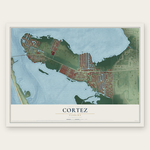 Cortez, Florida map print, the full design