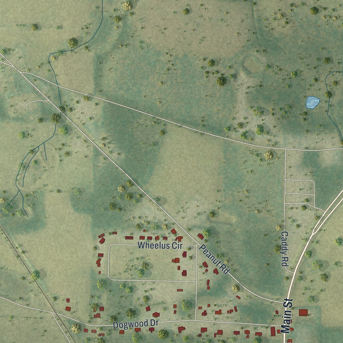 Close-up 2 of the Cottondale, Florida map artwork