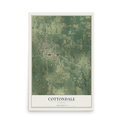 Cottondale, Florida map print, 12" x 18" Archival Matte Print mockup