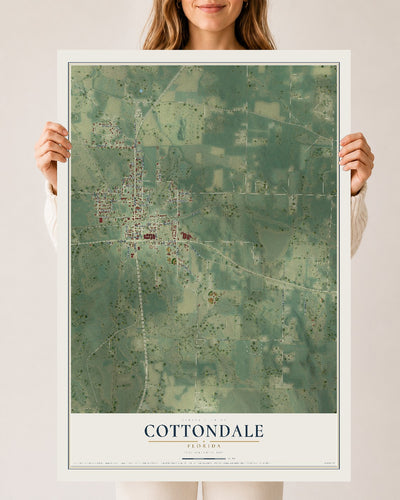 Cottondale, Florida map print, 24" x 36" Archival Matte Print mockup