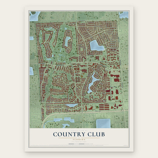 Country Club, Florida map print, the full design