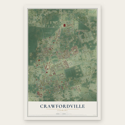 Crawfordville, Florida map print, the full design