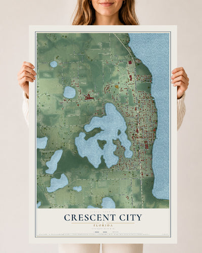 Crescent City, Florida map print, 24" x 36" Archival Matte Print mockup