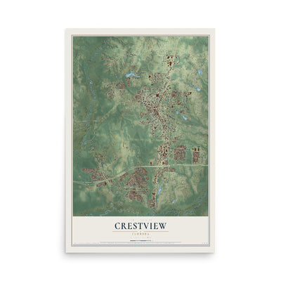 Crestview, Florida map print, 12" x 18" Archival Matte Print mockup