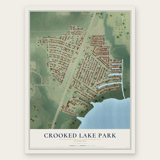 Crooked Lake Park, Florida map print, the full design
