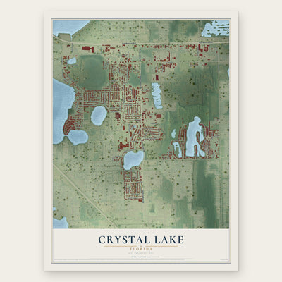 Crystal Lake, Florida map print, the full design