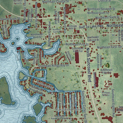 Close-up 1 of the Crystal River, Florida map artwork