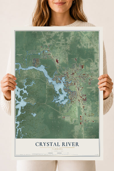 Crystal River, Florida map print, 18" x 24" Archival Matte Print mockup