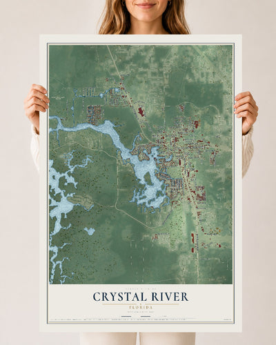 Crystal River, Florida map print, 24" x 36" Archival Matte Print mockup