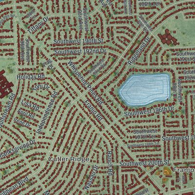 Close-up 1 of the Cutler Bay, Florida map artwork